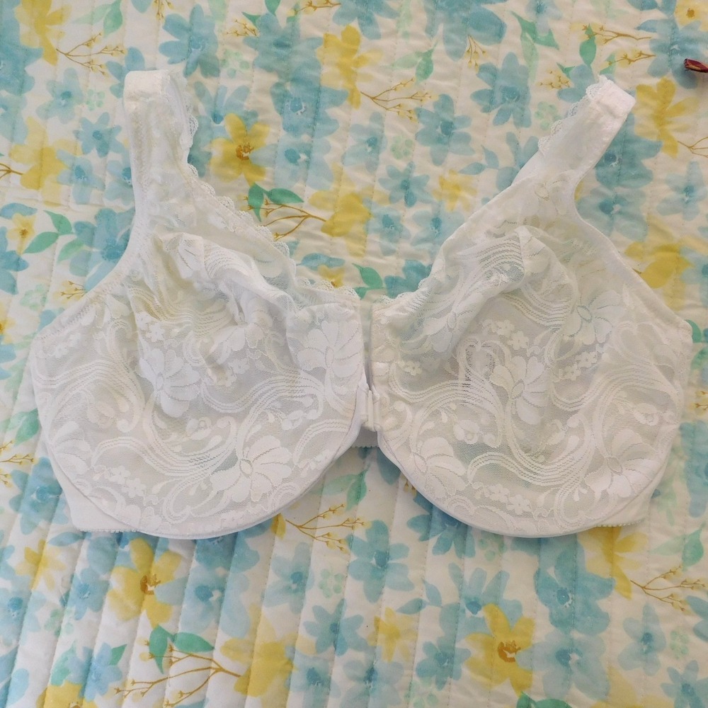 Glamorise Wonderwire 44DD Front Close Bra 9245 White UW 44 DD